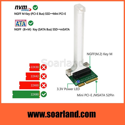 M.2 to mini PCIe or mSATA Adapter