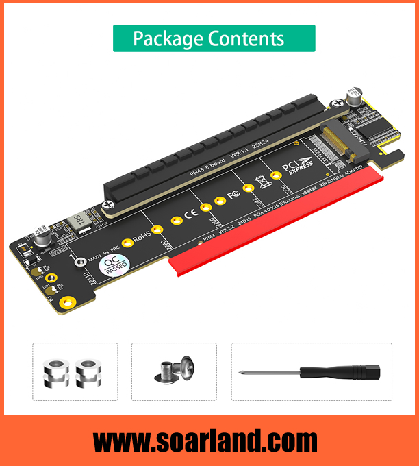 PCIe 4.0 x16 Riser Card with DUAL M.2 SSD 