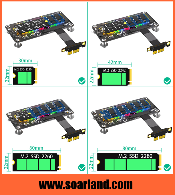 M.2 KEY-M SSD to PCIe x1 Adapter