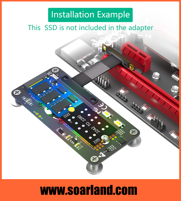M.2 KEY-M SSD to PCIe x1 Adapter