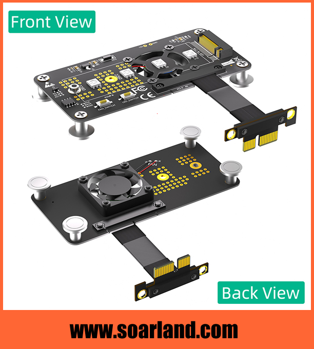 M.2 KEY-M SSD to PCIe x1 Adapter with Fan