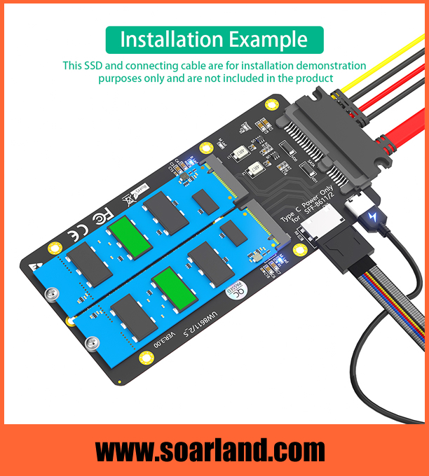 M.2 to OCuLink SFF-8612 SATA Combo Adapter