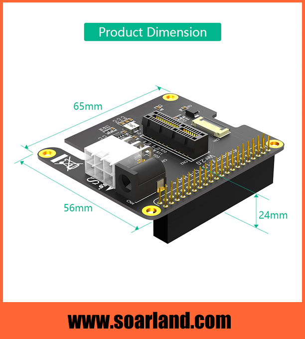 PCIe x1 Adapter with external 12V power for Raspberry Pi 