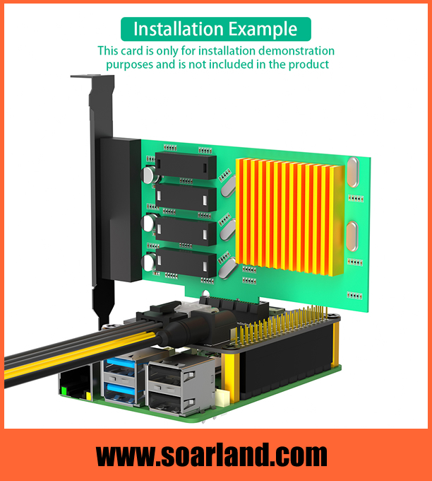 PCIe x1 Adapter with external 12V power for Raspberry Pi 