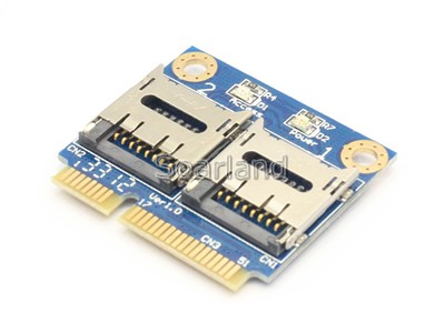 Dual micro SD Card to Mini PCIe Adapter