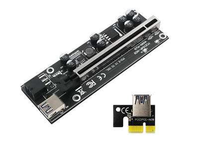 PCIe x1 to x16 Riser Cable with 8 capacitors